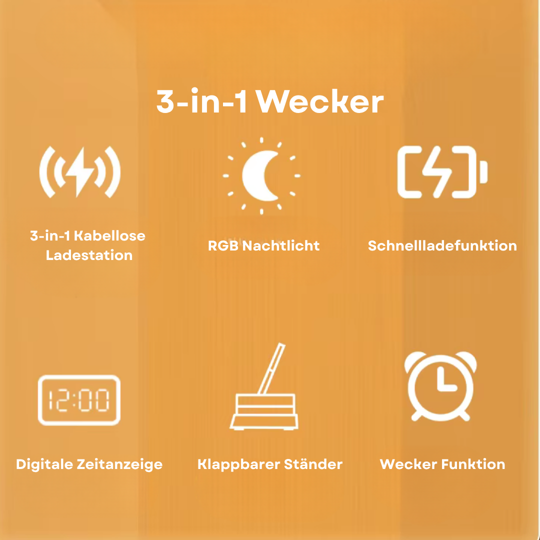 VoltRise Trio – 3-in-1-Wecker, Ladestation & Nachtlicht – Produktansicht 2