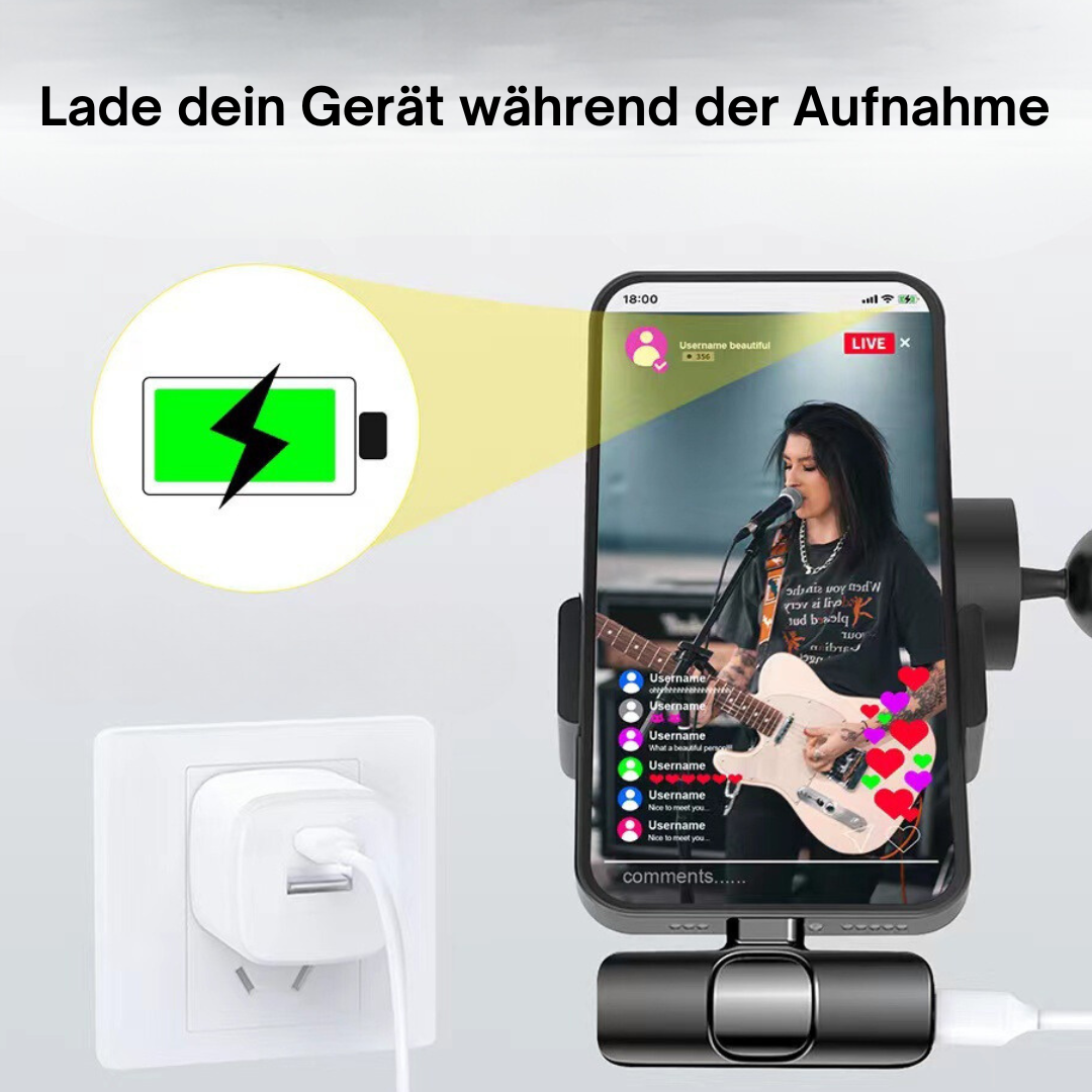 VoiceClip Mini – Kabelloses Ansteckmikrofon für iOS & Android – Produktansicht 11