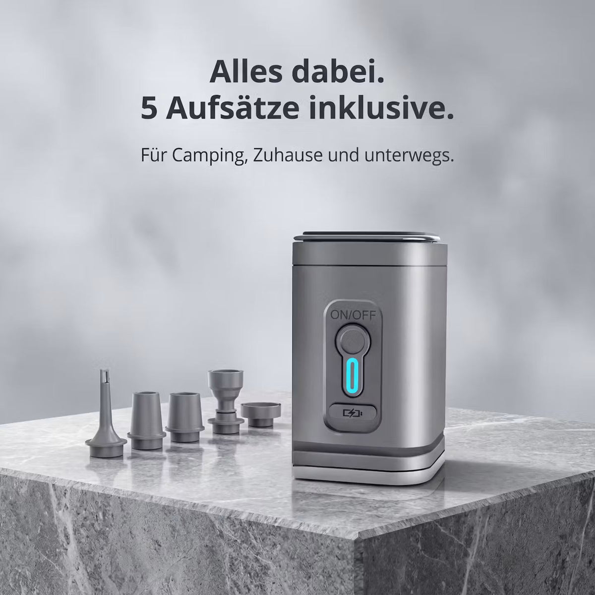 AeroPump Quad – Kabellose 4-in-1-Mini-Luftpumpe – Produktansicht 1