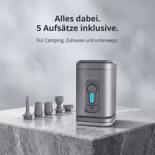 AeroPump Quad – Kabellose 4-in-1-Mini-Luftpumpe – Produktansicht 1