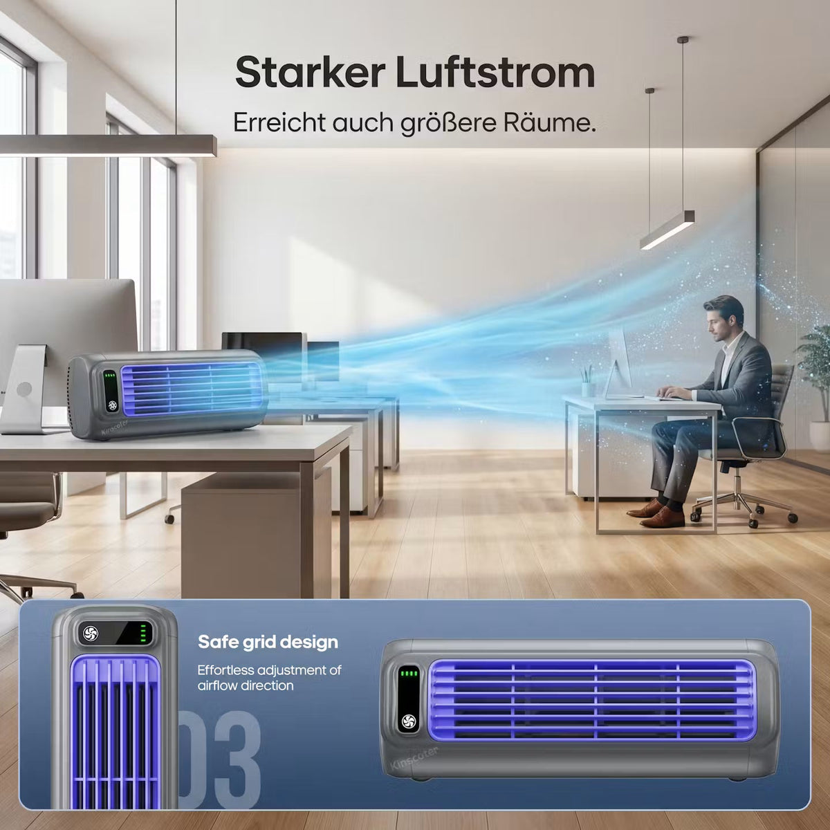 AeroFlow Wall – Kabelloser Wandventilator – Produktansicht 7