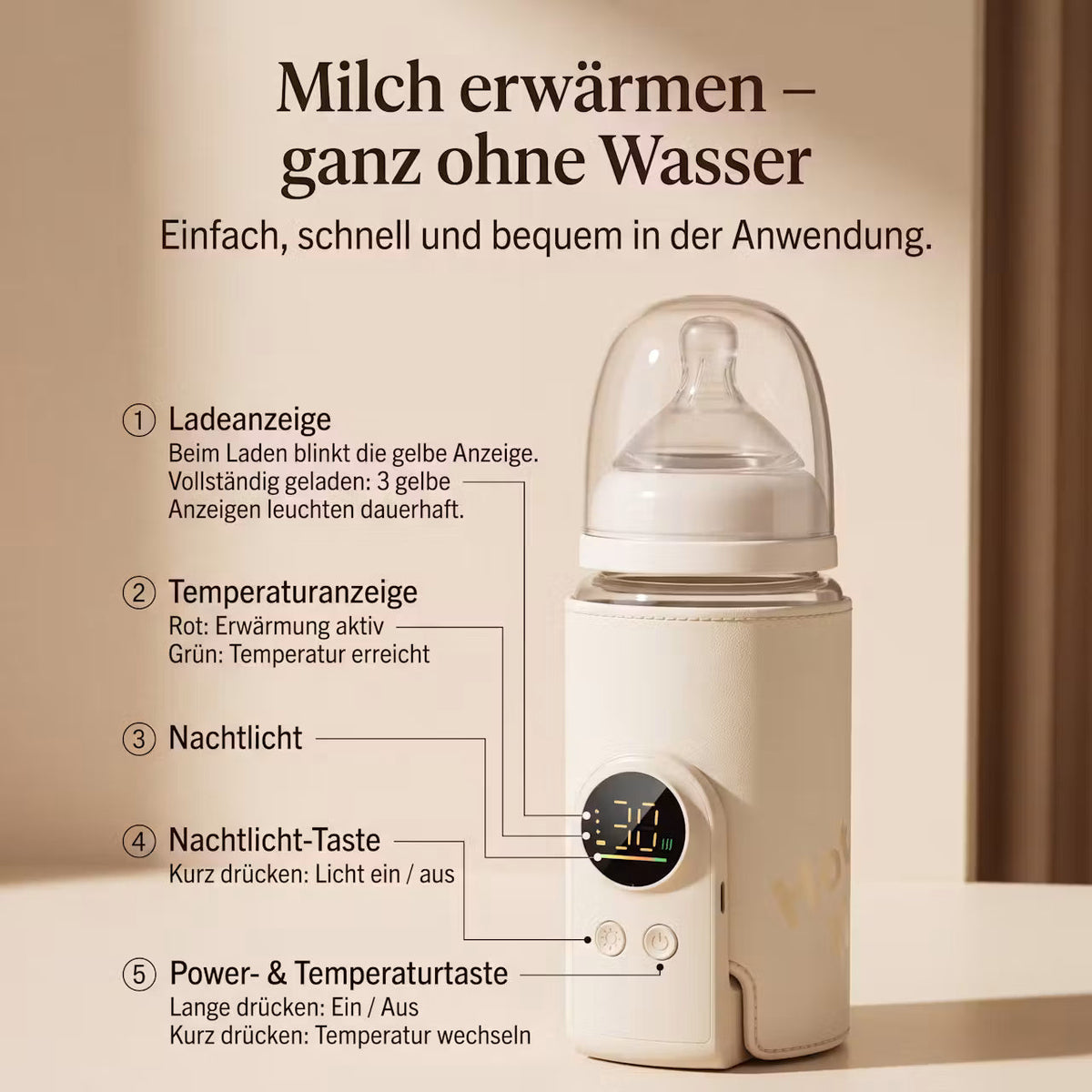 Nurtura Warm – Kabelloser Babyflaschenwärmer mit 6 Temperaturstufen – Produktansicht 6