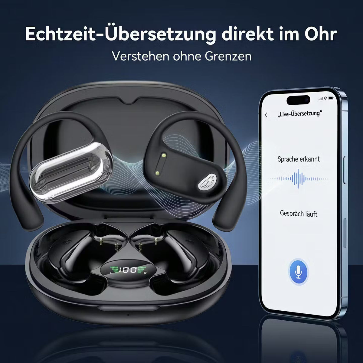 LinguaSonic AI – Übersetzer-Kopfhörer mit KI-Sprachassistenz – Produktansicht 1