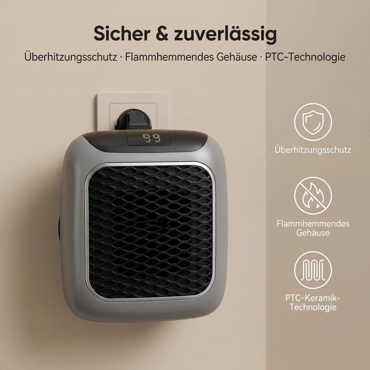 ThermoNest Mini – Kompakter Wand-Heizlüfter – Produktansicht 13