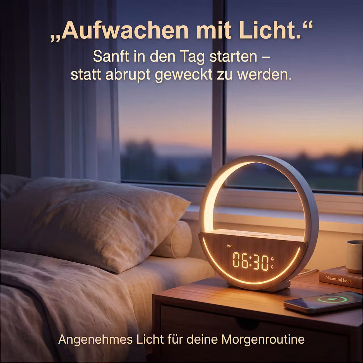 LumaRise Calm – Nachtlicht mit Wecker & Weißem Rauschen – Produktansicht 5