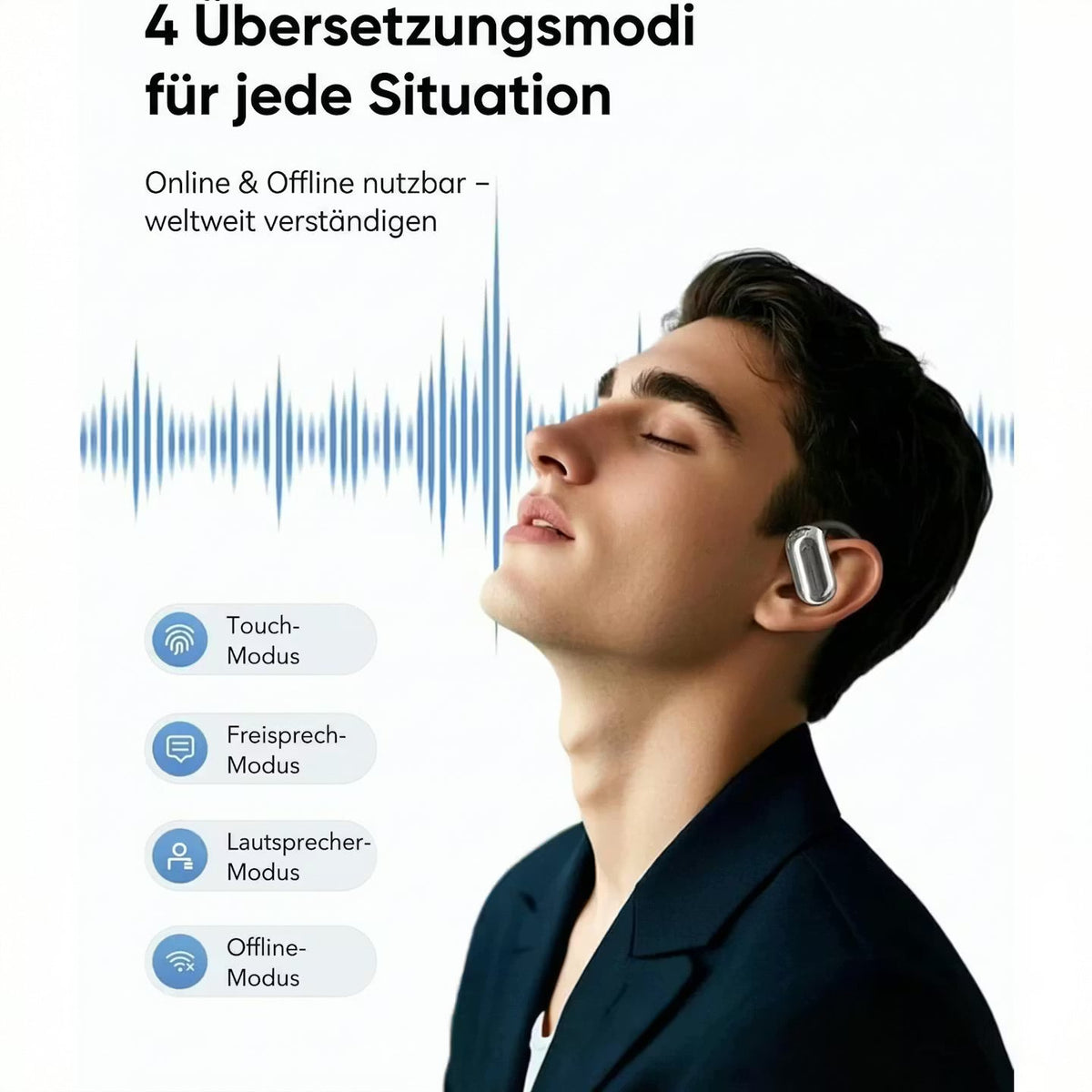 LinguaSonic AI – Übersetzer-Kopfhörer mit KI-Sprachassistenz – Produktansicht 2