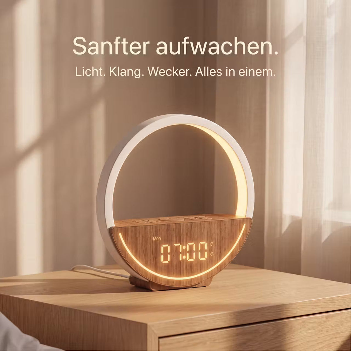 LumaRise Calm – Nachtlicht mit Wecker & Weißem Rauschen – Produktansicht 2