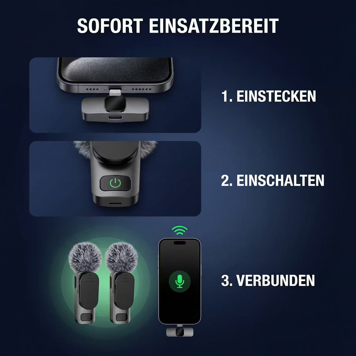 VoiceClip Mini – Kabelloses Ansteckmikrofon für iOS & Android – Produktansicht 8
