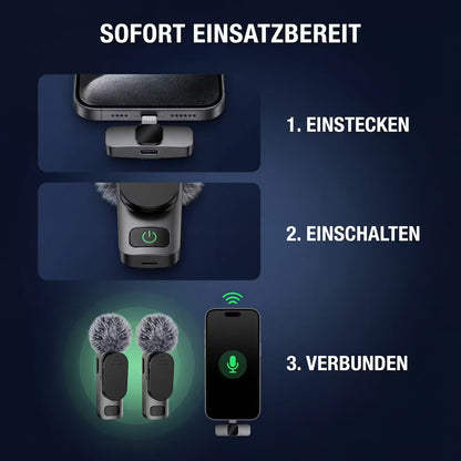 VoiceClip Mini – Kabelloses Ansteckmikrofon für iOS & Android – Produktansicht 8