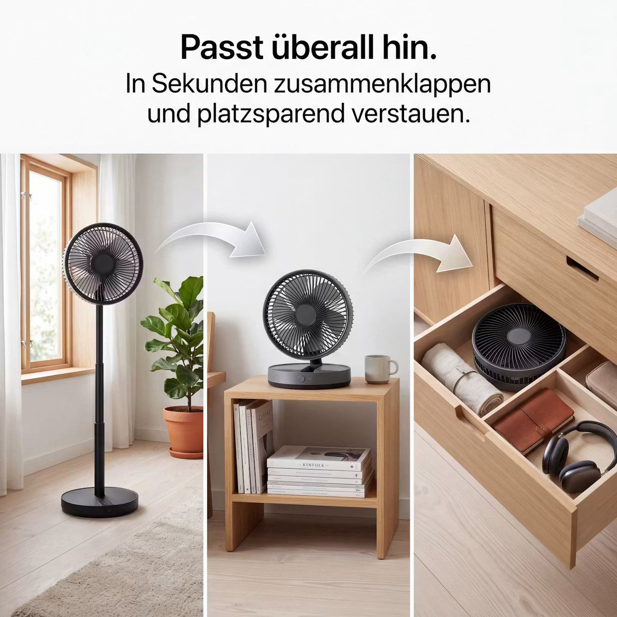 AeroFlow Flex – Kabelloser 4-in-1-Standventilator – Produktansicht 6