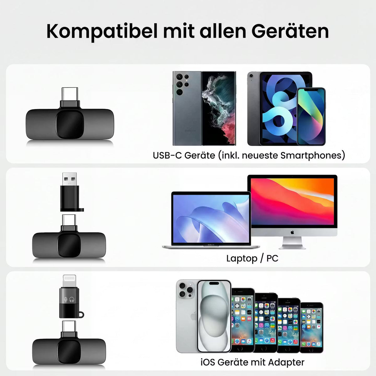 VoiceClip Mini – Kabelloses Ansteckmikrofon für iOS & Android – Produktansicht 4